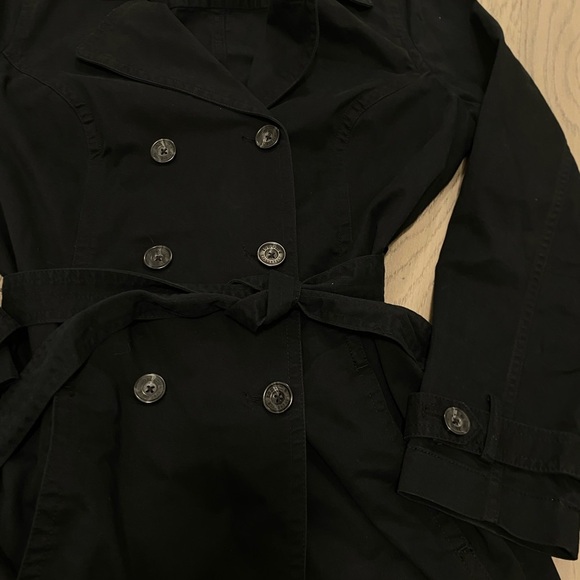 Sonoma Black Double Breasted Trench Coat‎ Light Jacket Size Medium - Picture 4 of 6